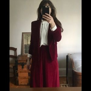 Vintage Velvet Blazer and Skirt Set